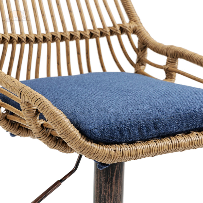Gallinas 19.29'' Wide Swivel Armless with Footrest, Blue
