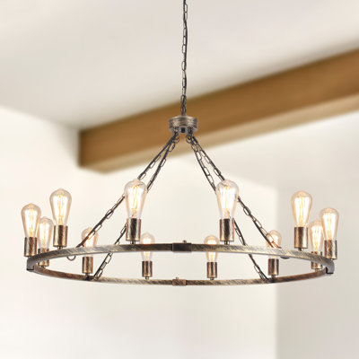 Turco 12-Light Wagon Wheel Chandelier