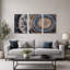 Ensemble de 3 toiles bleues et brunes-386047173