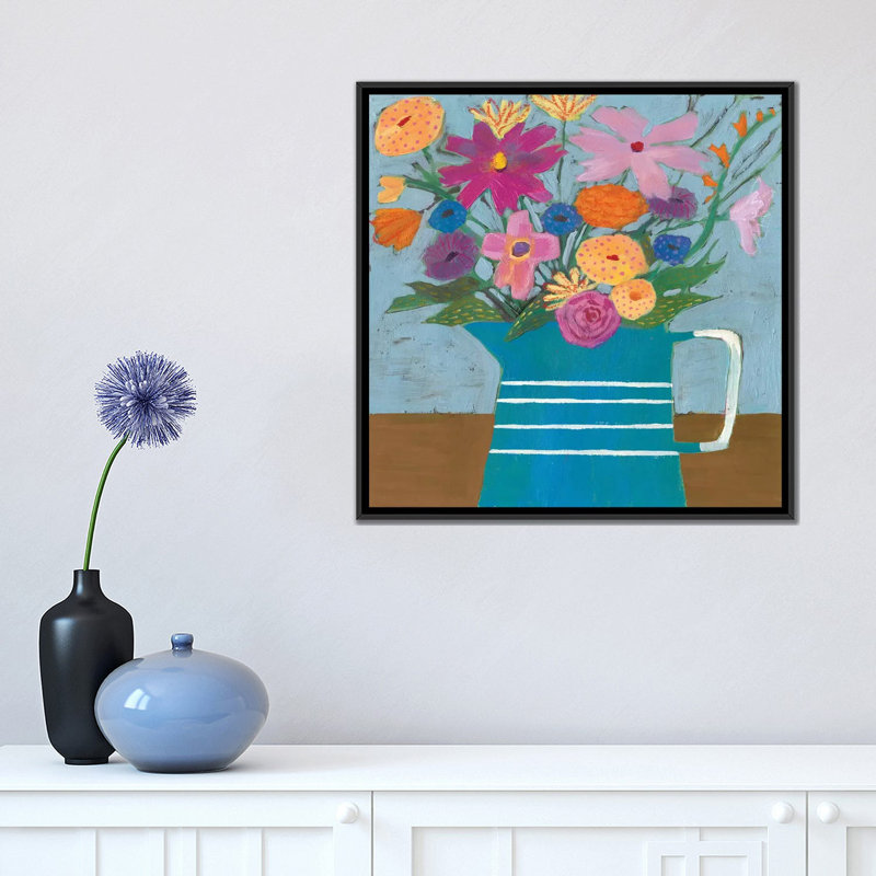« campagne flore i », reproduction sur toile, H 26 po x l 26 po x P 1,5 po, Toile encadrée noire, Pas de tapis