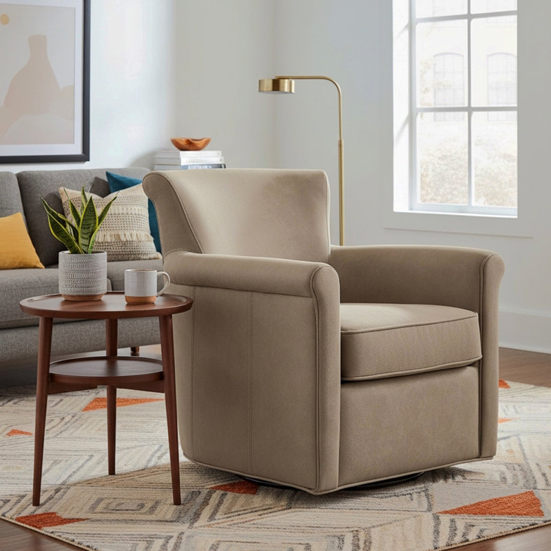Fauteuil d'appoint pivotant en similicuir Westly - Espresso, Taupe