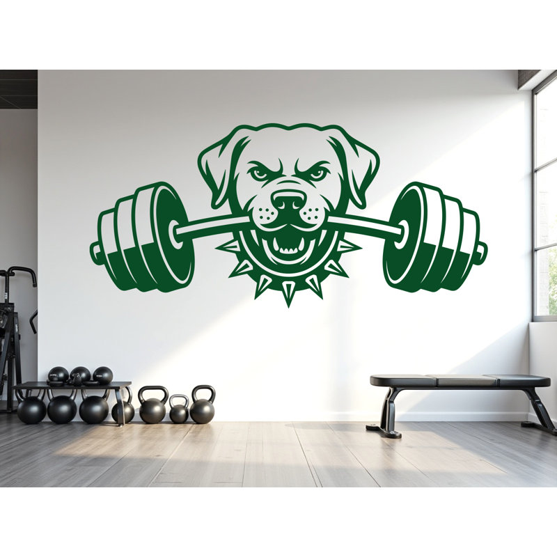 Autocollant mural Labrador Gym , H 12 po x l 24 po, Rose pastel