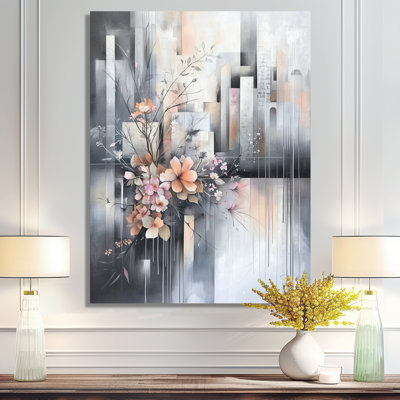 Collages Flower Cityscape In New York City I - Abstract Metal Art, Abstract Collages Metal Print