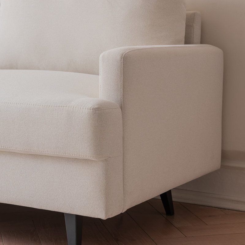 Canapé-lit moderne en tissu avec pieds en métal Itzamara, Mélange de lin beige