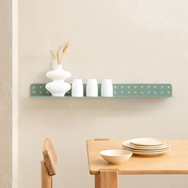 Alma 36" W Metal Wall Mounted Floating Shelves, Sage Green, 3" H x 36" W x 6" D