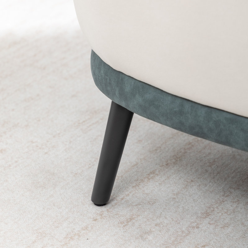 Causeuse en velours avec pieds noirs Stith, Blanc / Bleu marine