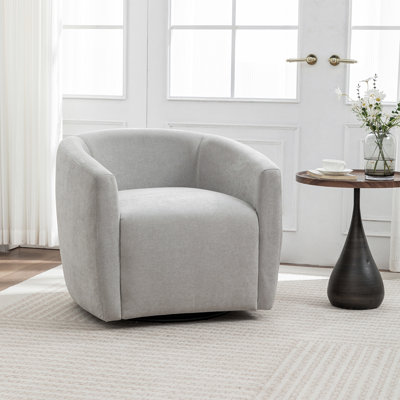 Swivel Accent Chair,Modern Comfy Round Barrel Chair With Upholstered,Fabric In Gray