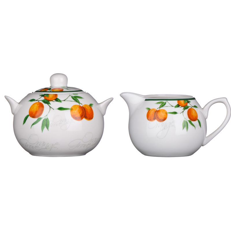 Marion 3 Piece Sugar and Creamer Set, Orange