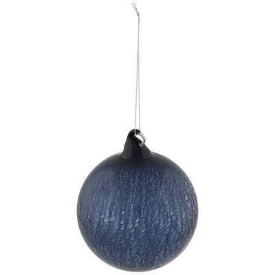 4.75" Blue Clear Glass Christmas Ball Ornament