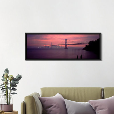 Pont sur une mer, pont de la baie, San Francisco, Californie, États-Unis - reproduction d'art sur toile tendue avec châssis