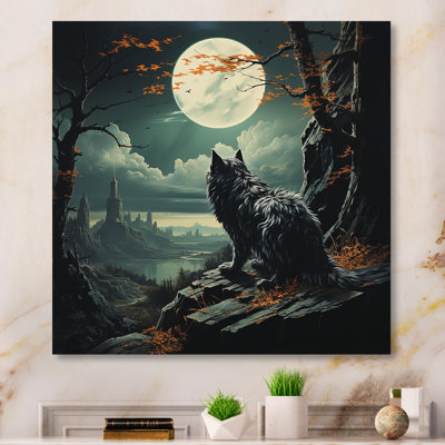 Loup hurlant à la lune III - art mural mode