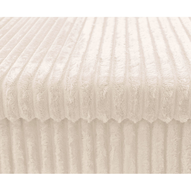 38 CORDUROY STORAGE BOX, 38cm H x 38cm W x 6cm D, White