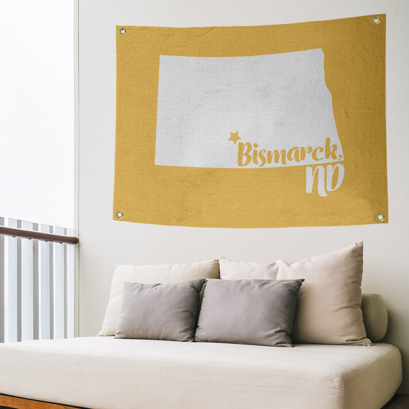 Tapisserie murale bismarck north dakota, H 26 po x l 36 po, Jaune