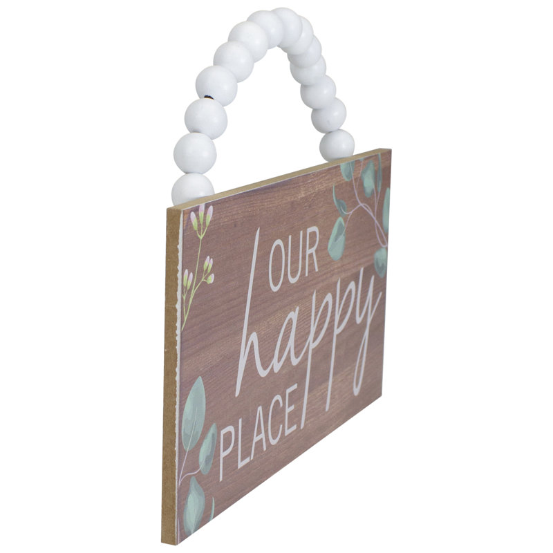 Plaque murale décorative perlée «Our Happy Place» 7,75 po