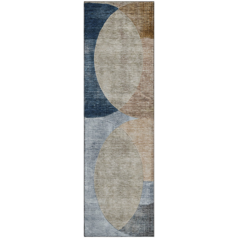 Tapis géométrique de qualité supérieure lavable à la machine AMF1140, Tapis de couloir 2 pi 3 po x 7 pi 6 po