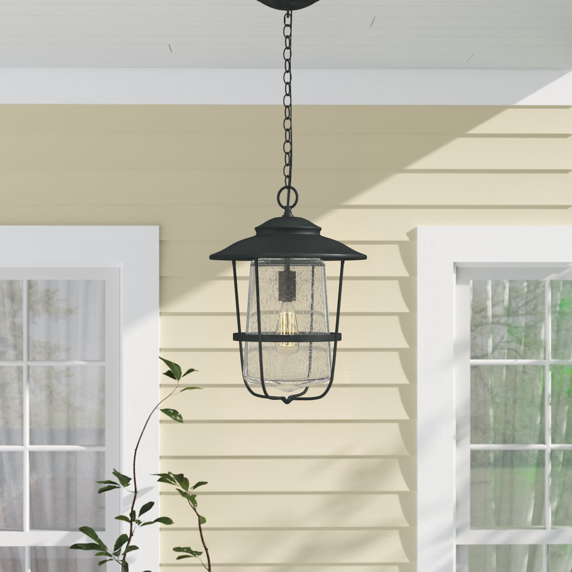 Tyler Seeded Outdoor Hanging Lantern, Black