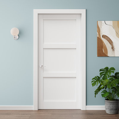 36 x 80 Slab Door, Interior Solid Core Door Slab, 3 Panel Shaker, Primed, Closet Door, Bedroom door, Room Door, Pantry Door
