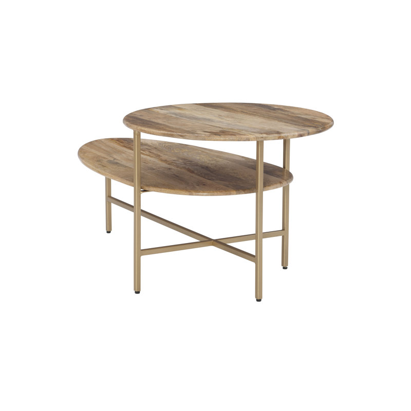 Single Coffee Table, Light Brown, Gold