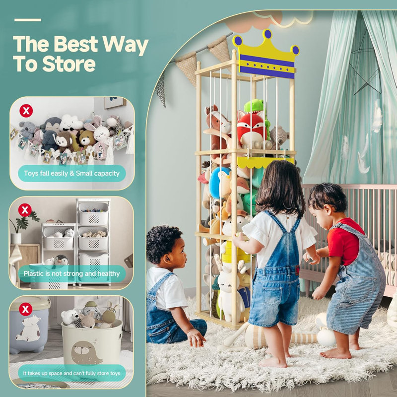 EIH Solid Wood Toy Organizer