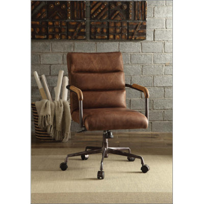 Chaise de bureau en cuir fleur