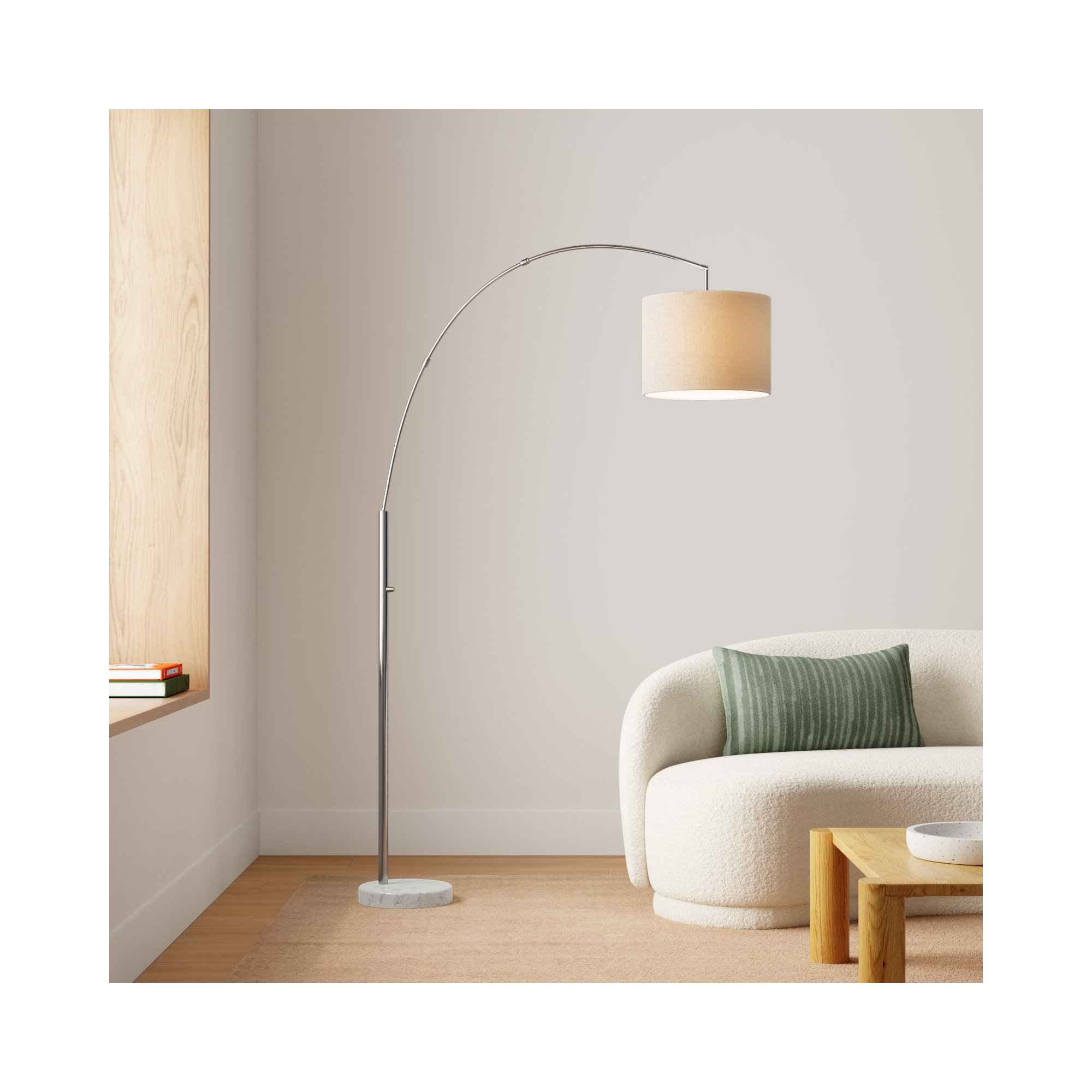 Felice 73.5'' Floor Lamp, White Marble, Gray