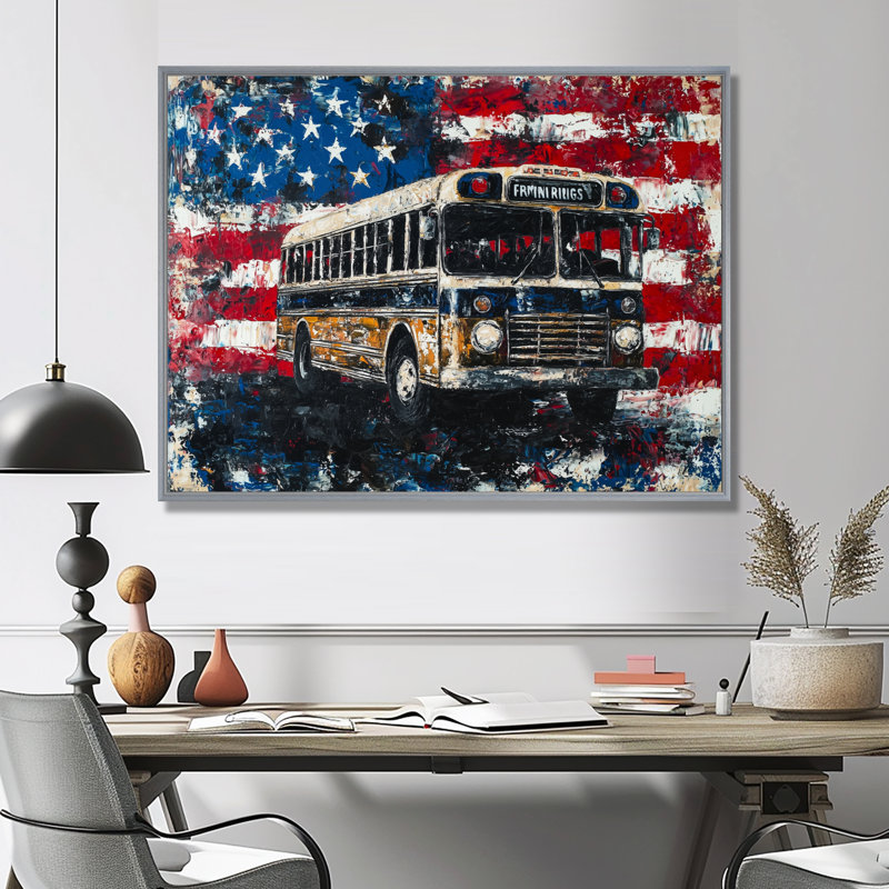 Labibah - Patriotiste américain, art mural, H 16 po x l 32 po, Picture Framed, Argent argent