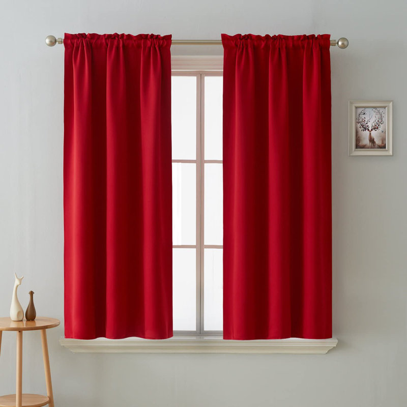 Harlowe Room Darkening Curtain Pair, 38" W x 45" L, Red