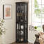 Vitrine de coin lumineuse, présentoir en verre avec portes en verre trempé, armoire d'appoint-750736878