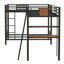 Lit superposé simple au-dessus de simple en L avec lit mezzanine simple avec bureau et tablette (lit)