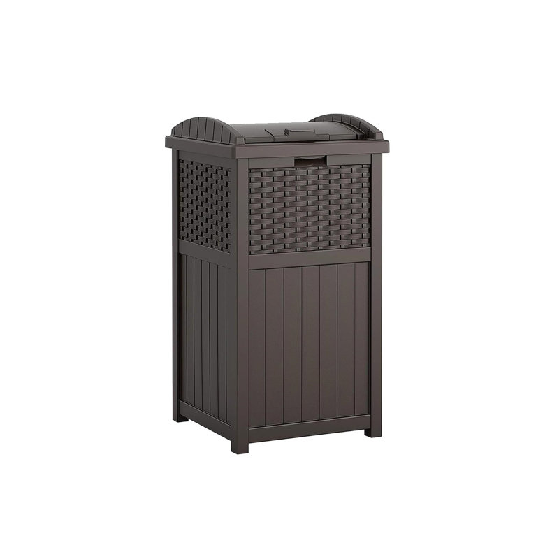 Poubelle extérieure 33 gallons avec couvercle pour le garage, la cour ou le jardin, brun
