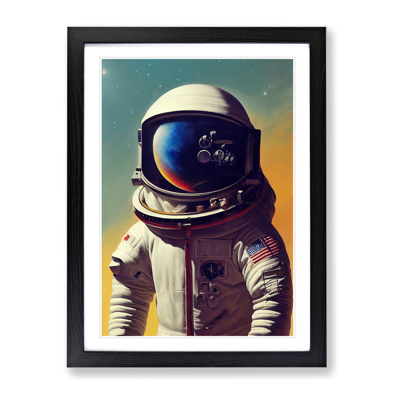Awesome Astronaut - Single Picture Frame Print, Black Framed, 46cm H x 34cm W x 2cm D