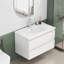 Ensemble de meuble-lavabo 31,5 pouces avec lavabo, armoire avec 2 grands tiroirs, système de fermeture en douceur, 2 grands tiroirs, conception sans poignée, assemblage facile, brillant