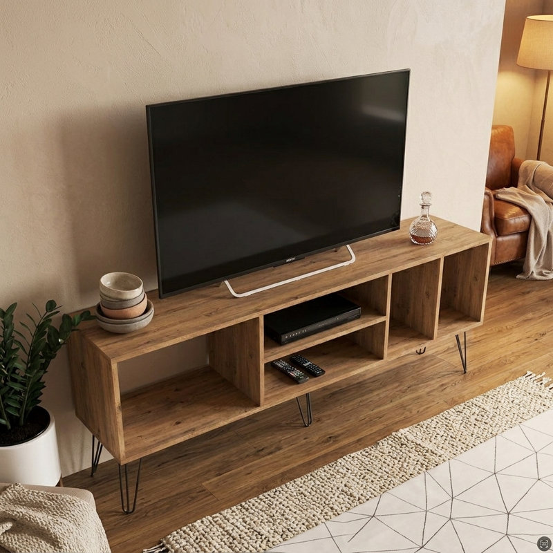 Meuble télé rustique moderne pour téléviseur de 80 po ou moins Zenda 