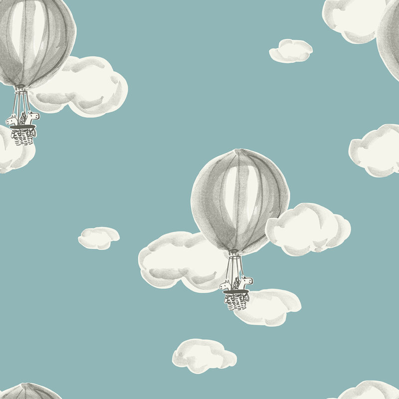Up, Up & Away 33' L x 20.5 W  Wallpaper Roll", Blue