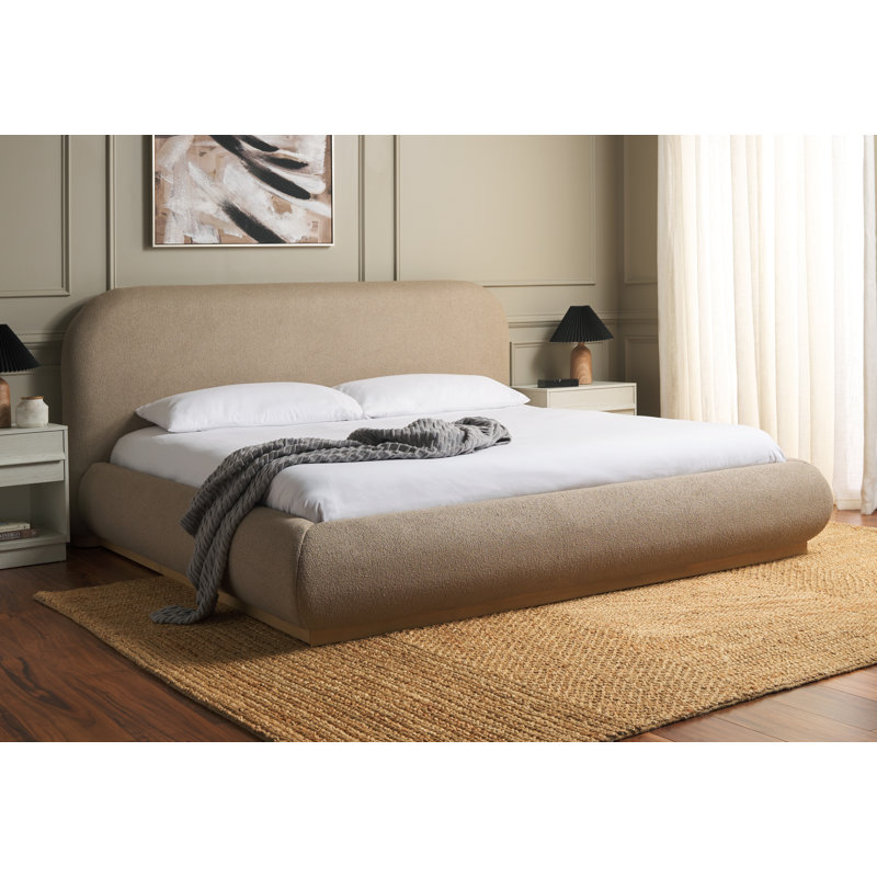 Jennabryanna Boucle Bed, Light Brown Boucle, Queen