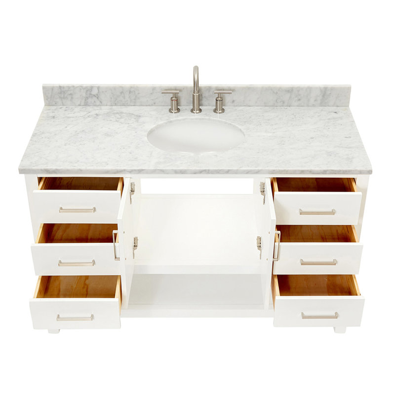 Magnolia Bath Vanity Rectangular Basin S061SCW2R, White, Oval, 55"