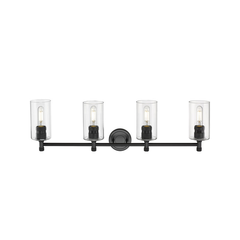 Crown Point 4 Light Wall-mounted Bath Vanity Light, Clear, Matte Black