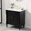Meuble-lavabo autoportant de 30 pouces avec lavabo, tiroir rabattable et support de rangement noir-1874626518