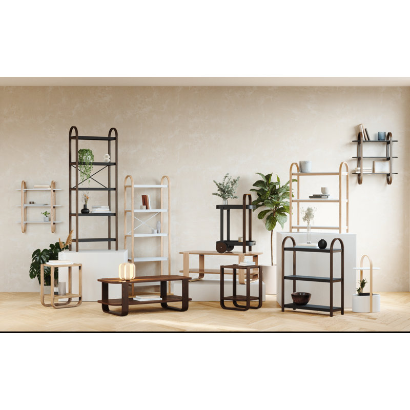 Bibliothèque en bois massif H 67 po x l 24 po Bellwood, Blanc / Naturel