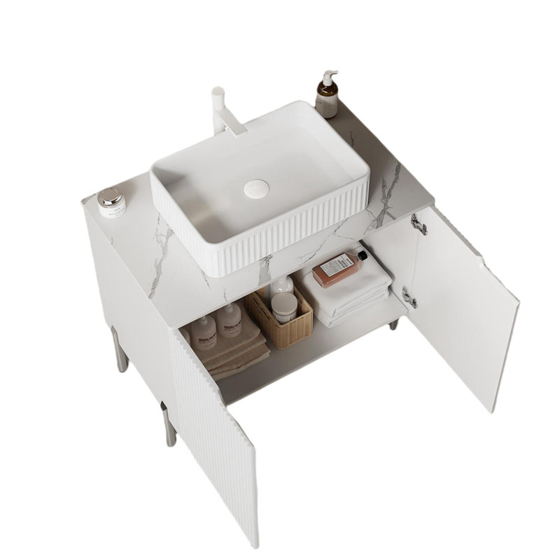 30” Freestanding Bathroom Vanity Set, White