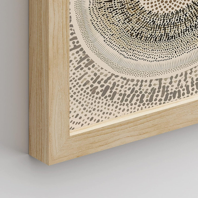 Muted Boho Abstract Geometric Bohemian Small Home Decor - Framed Poster Print 4 Pieces Wall Art Work, Natural Framed