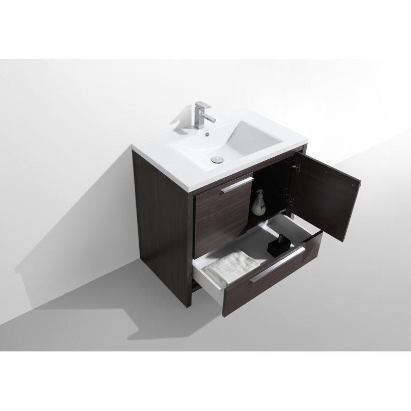 Base de meuble-lavabo simple 36 po seulement, Chêne gris foncé