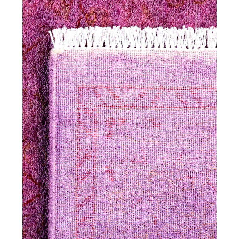 Overdyed Hand-Knotted Wool Modern-Contemporary Purple Runner 2' 6" x 11' 6"
