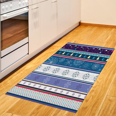 Tapis décoratif rayé en fibre de polyester à haute densité