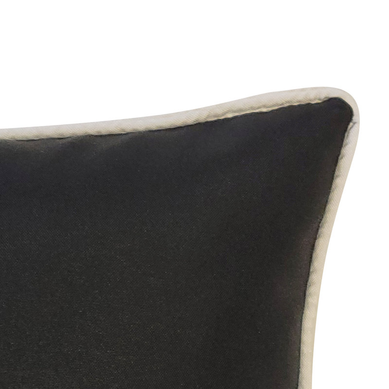 Embroidered Outdoor Reversible Throw Pillow, Black