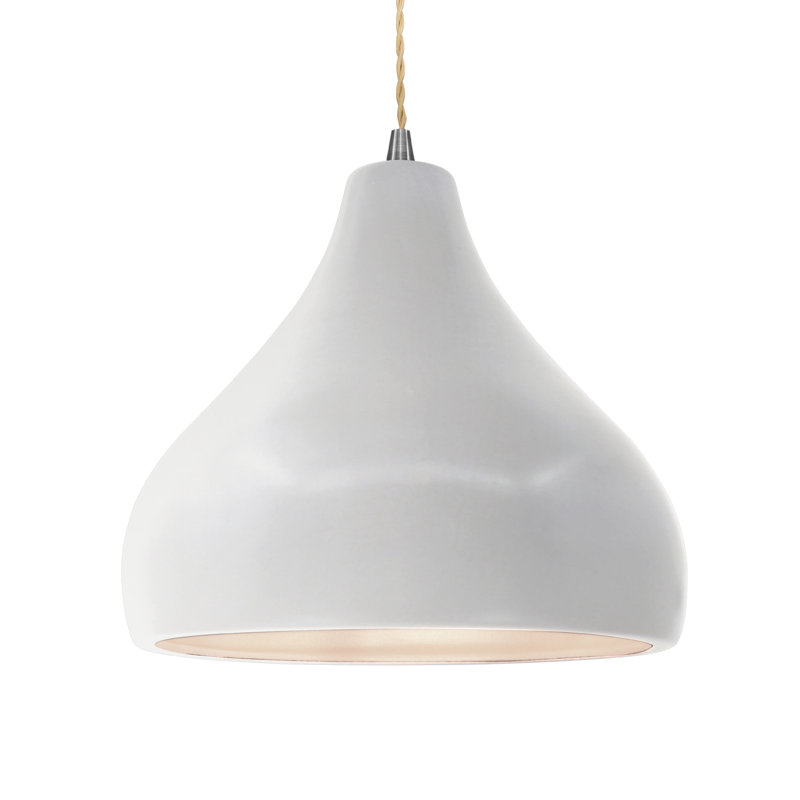 Luminaire suspendu à 1 lumière Meydan, Bisque, Nickel brossé, H 9,5 po x l 13,5 po x P 13,5 po