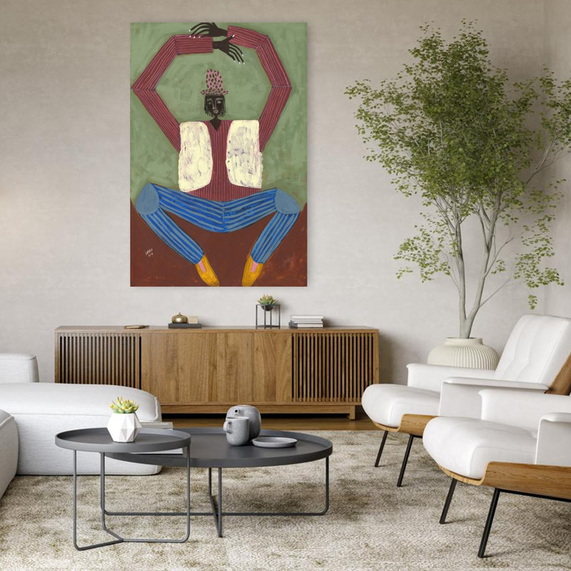 Art mural géométrique contemporain «Open Up», H 48 po x l 32 po