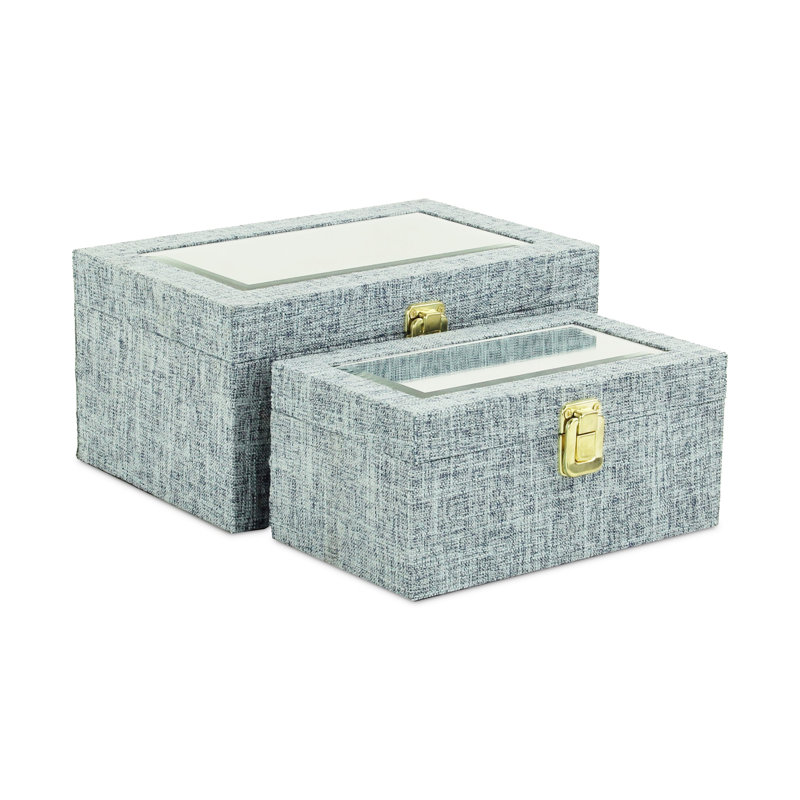 Ensemble de 2 boîtes décoratives Aiyanna, Bleu clair
