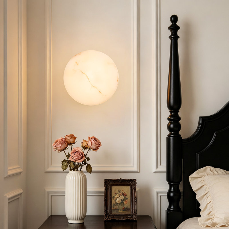 1-Light Faux Alabaster Flush Mounted Sconce