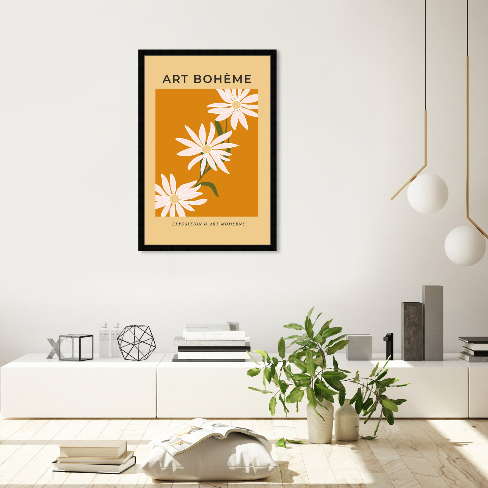 French White Daisy by Oliver Gal, Black Framed Paper, 38" H x 26" W